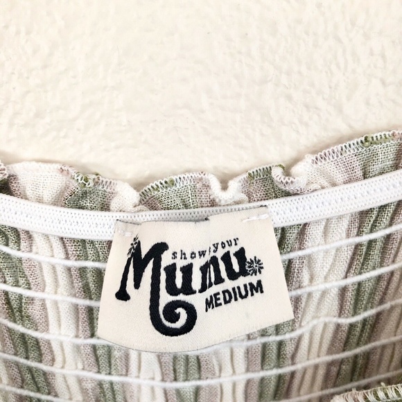 New SHOW ME YOUR MUMU Parton Bella Stripe Smocked Tie Strap Jumpsuit in Green - Picture 8 of 9